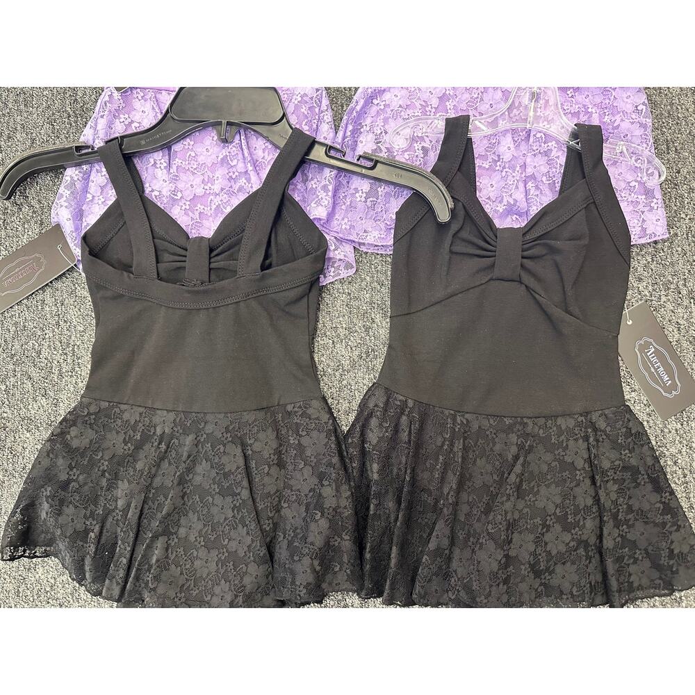 Dance Leotard Dress Alice Roma A313 Medium Child Black Ballet Lace Bow Cotton